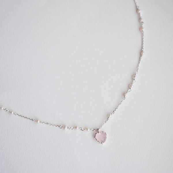 LOVELLE Necklace - Rose Quartz (Silver)