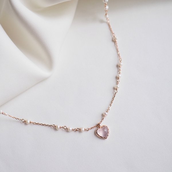LOVELLE Necklace - Rose Quartz (Rose Gold)