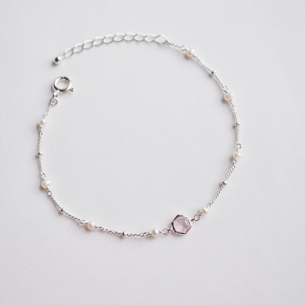 TESS Bracelet - Rose Quartz (Silver)