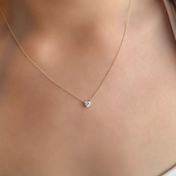 14KG Heart-Shape Lab Grown Diamond Necklace