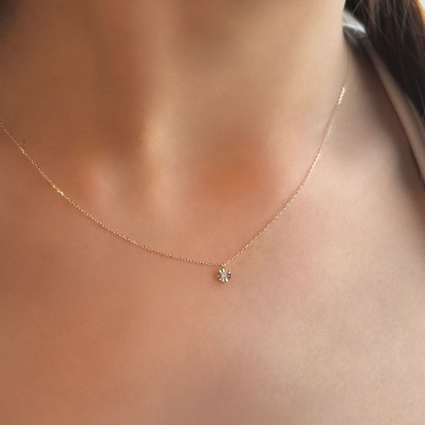 14KG Natural Diamond Laser-Cut Necklace