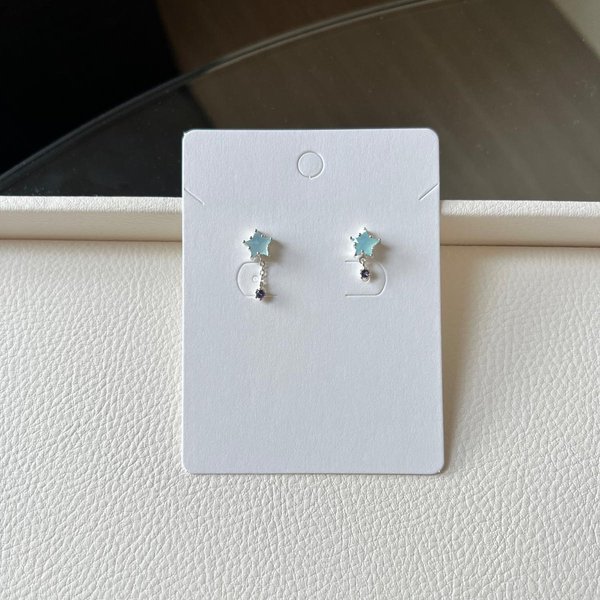 K-925Silver (Star Earrings - Blue Chalcedony)
