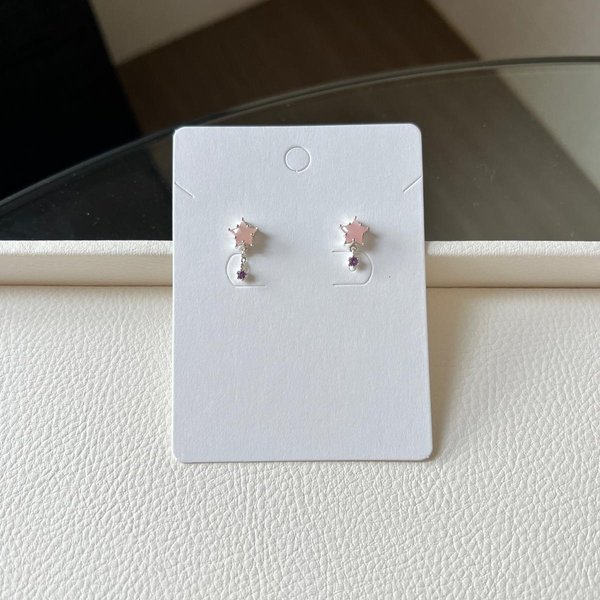 K-925Silver (Star Earrings - Pink Chalcedony)