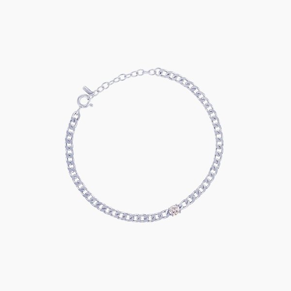 K-925Silver (EJB210) CZ Flat-Chain Bracelet