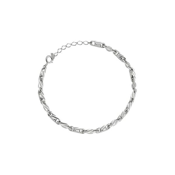 K-925Silver (EJB586) Link Laser Chain Bracelet