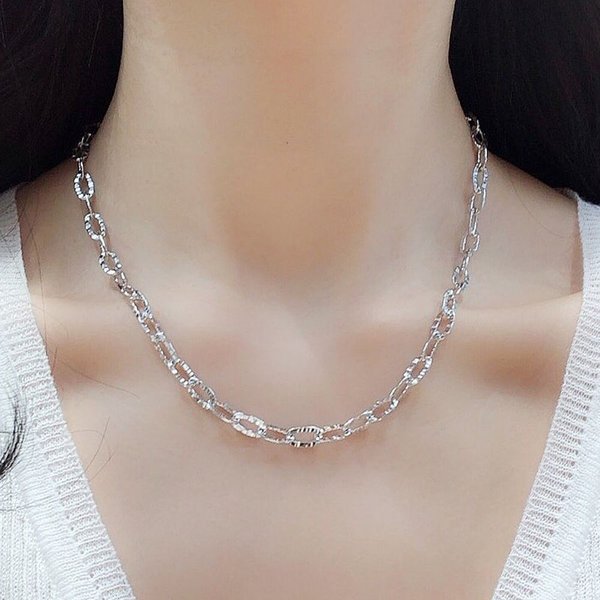 K-925Silver (EJN65) Laser-Cut Chain Necklace