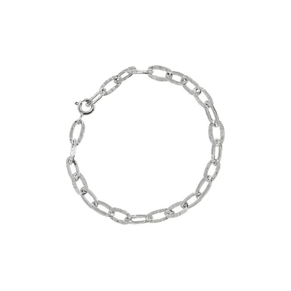 K-925Silver (EJB405) Laser-Cut Chain Bracelet