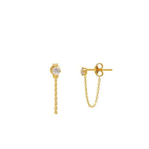 K-925Silver (EJE26) CZ Chain Earrings