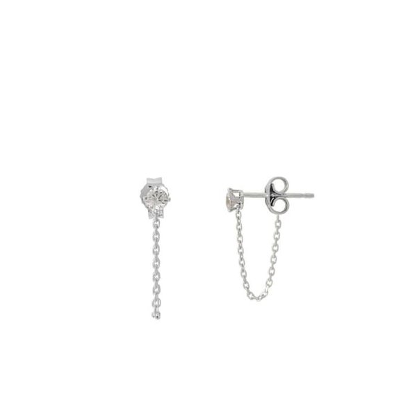 K-925Silver (EJE26) CZ Chain Earrings