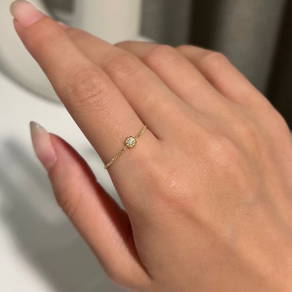 14KG Diamond Flower Chain Ring