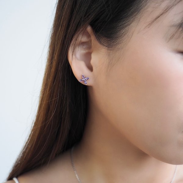 FLORET Earrings - Amethyst (Silver)