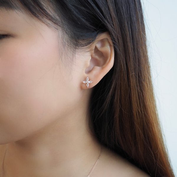 FLORET Earrings - White Topaz (Rose Gold)