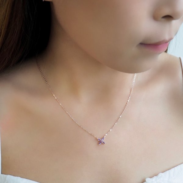 FLORET Necklace - Amethyst (Rose Gold)