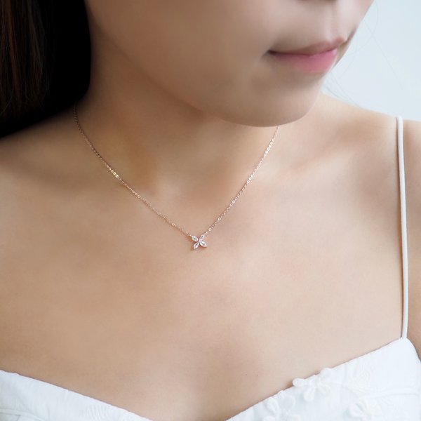 FLORET Necklace - White Topaz (Rose Gold)