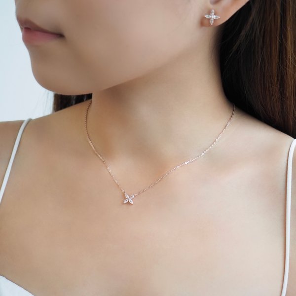 FLORET Necklace - White Topaz (Rose Gold)