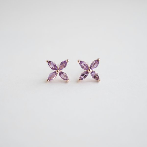 FLORET Earrings - Amethyst (Rose Gold)