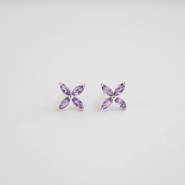 FLORET Earrings - Amethyst (Silver)