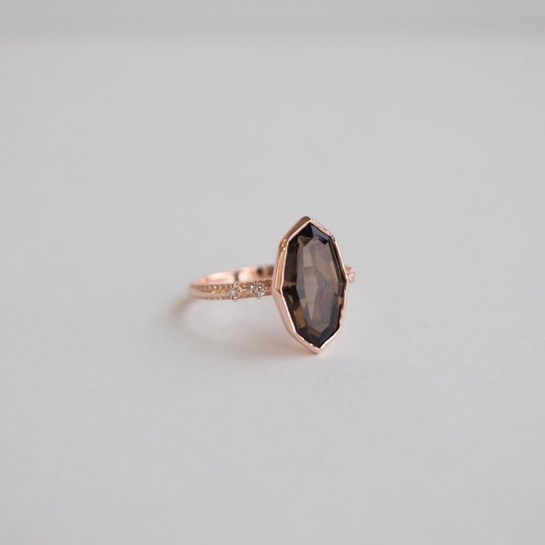 VIVIENNE Ring - Smoky Quartz (Rose Gold)