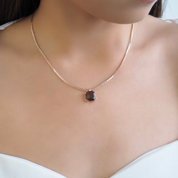 NIKKI Necklace - Smoky Quartz (Rose Gold)