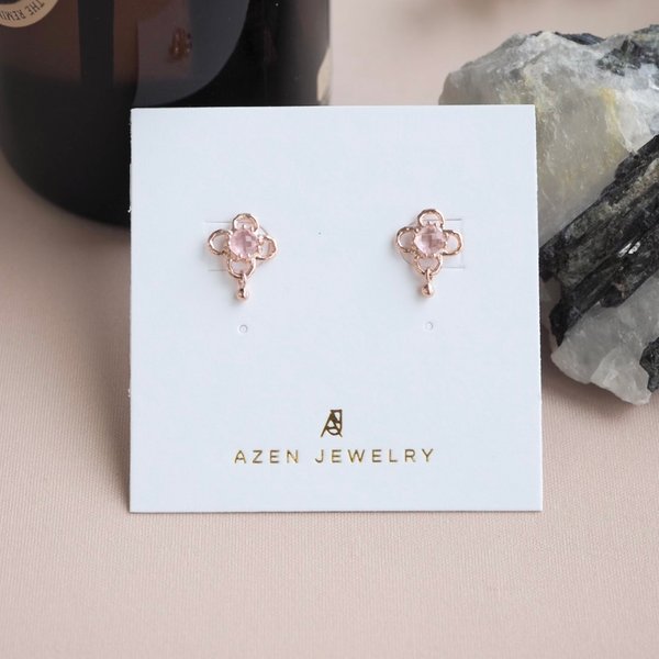 HEATHER Earrings - Rose Quartz (Rose Gold)