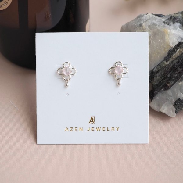 HEATHER Earrings - Rose Quartz (Silver)
