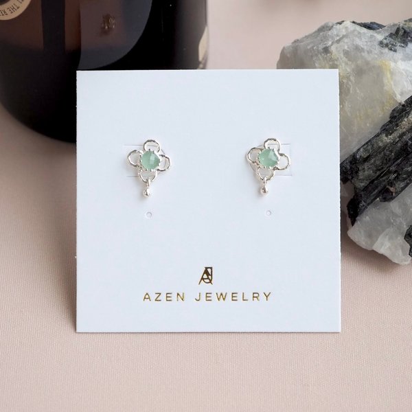 HEATHER Earrings - Green Aventurine (Silver)