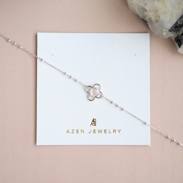HEATHER Bracelet - Rose Quartz (Silver)