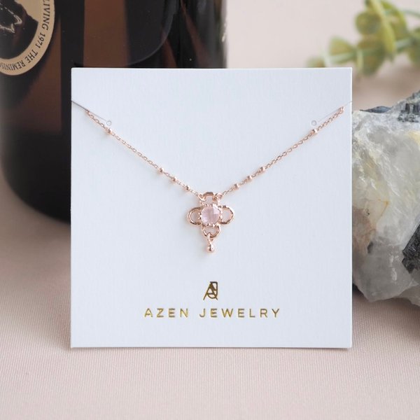 HEATHER Necklace - Rose Quartz (Rose Gold)
