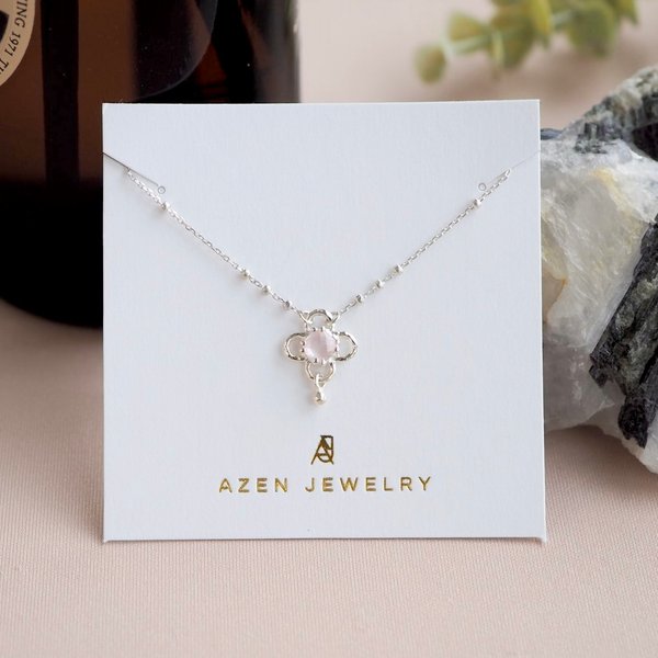 HEATHER Necklace - Rose Quartz (Silver)