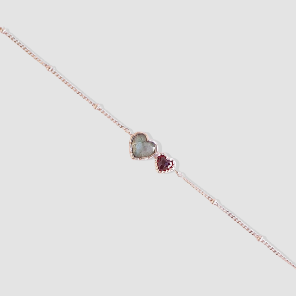 AMANDA Bracelet - Labradorite/Garnet (Rose Gold)