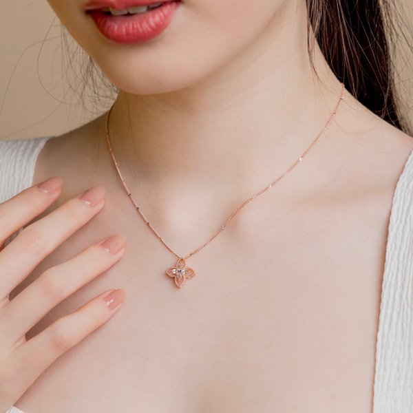 FRANCESCA Necklace - White Topaz (Rose Gold)