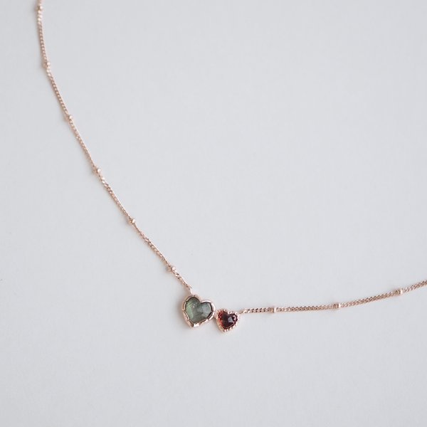 AMANDA Necklace - Labradorite/Garnet (Rose Gold)