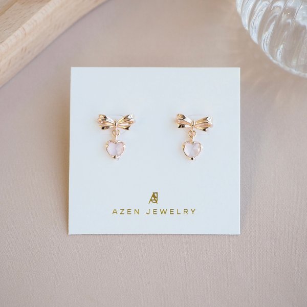 RACHEL Earrings - Rose Quartz (Rose Gold)