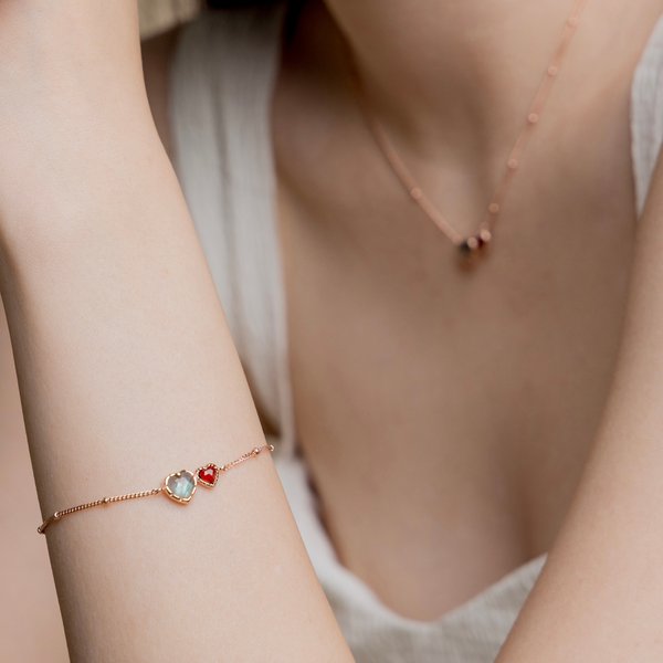 AMANDA Bracelet - Labradorite/Garnet (Rose Gold)