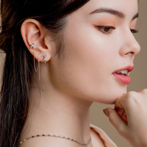 SORA Half Hoop Earrings - Moonstone (Silver)