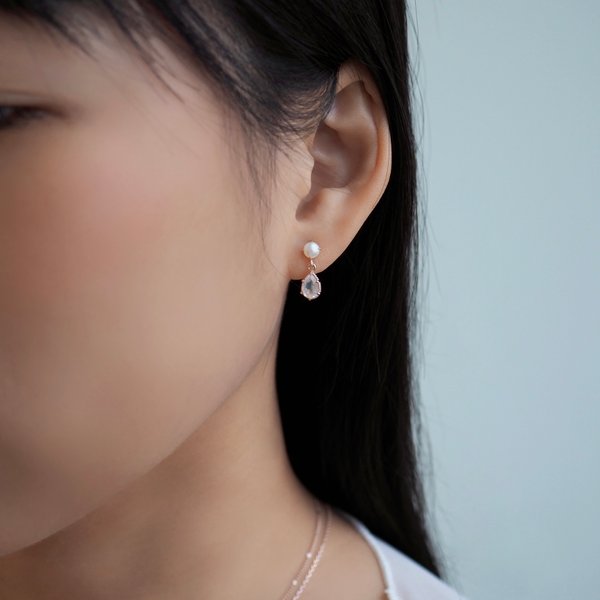 ELAYNE Earrings - Moonstone (Rose Gold)