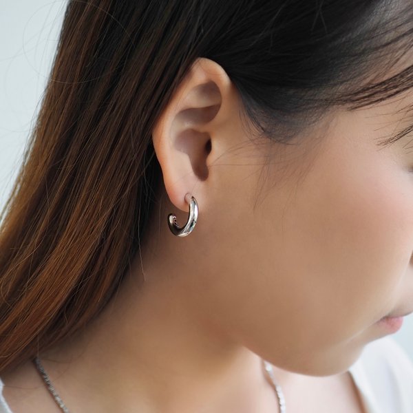 ROVEN Half Hoop Earrings - Silver