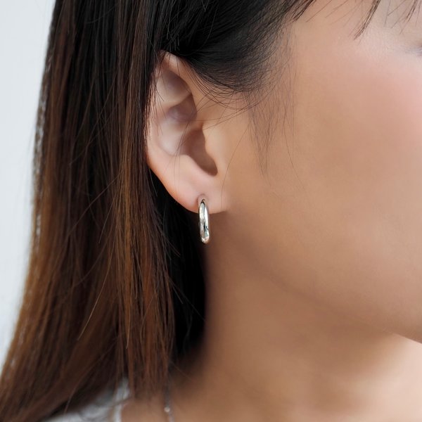 ROVEN Half Hoop Earrings - Silver