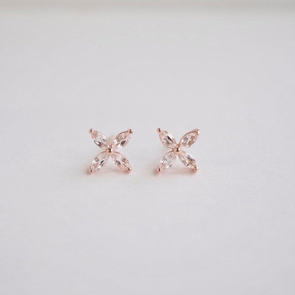 FLORET Earrings - White Topaz (Rose Gold)