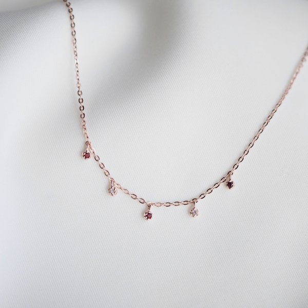 JASLYN Necklace - Garnet (Rose Gold)