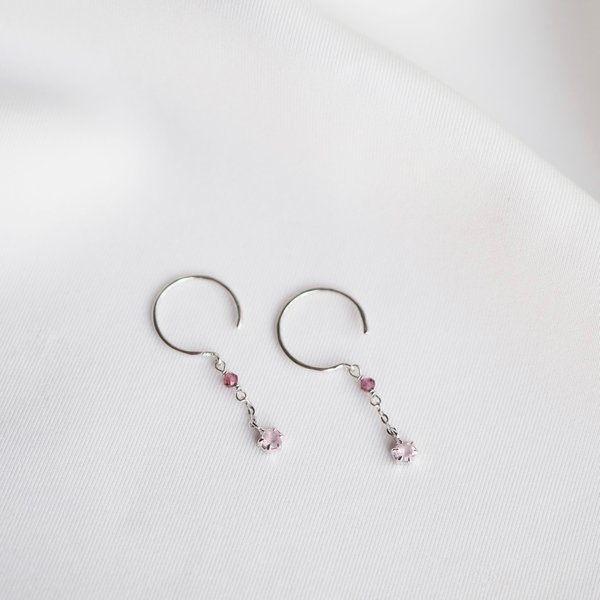 PAULINE Earrings - Rose Quartz (Silver)