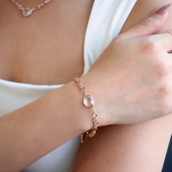 CANDICE Bracelet - Clear Quartz (Rose Gold)