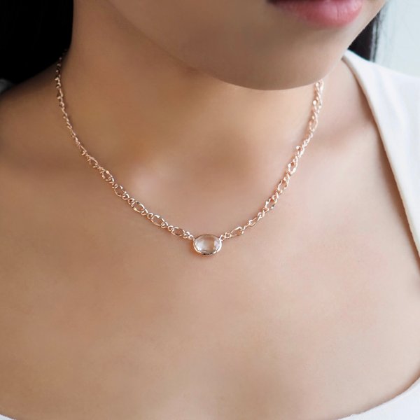 CANDICE Necklace - Clear Quartz (Rose Gold)