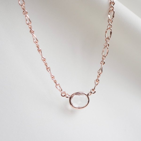 CANDICE Necklace - Clear Quartz (Rose Gold)