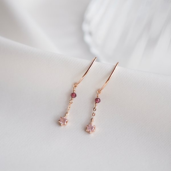 PAULINE Earrings - Rose Quartz (Rose Gold)