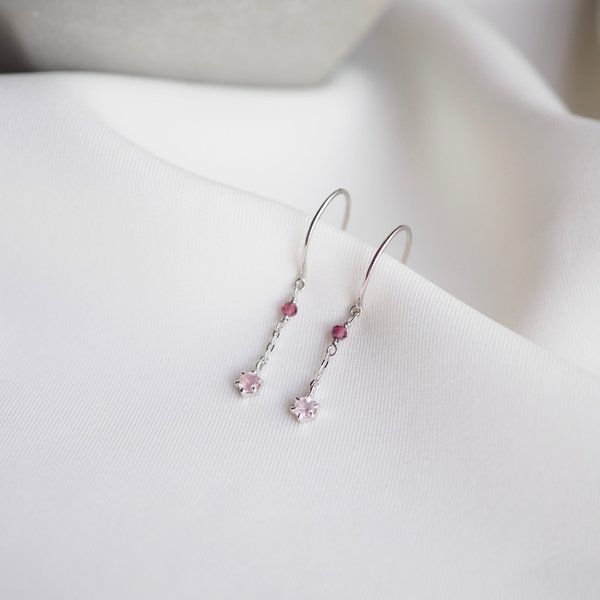 PAULINE Earrings - Rose Quartz (Silver)