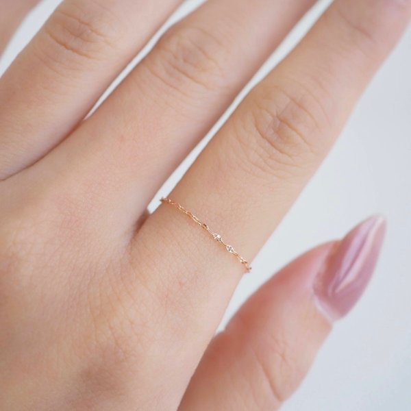 Mini Star Chain Ring - 14K Rose Gold
