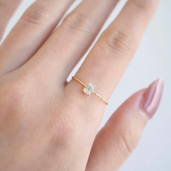 14KYG Lab Grown Diamond Ring - Baguette