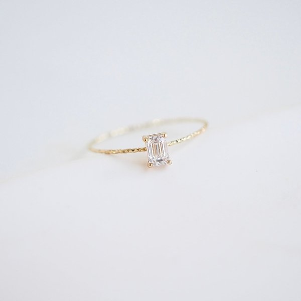 14KYG Lab Grown Diamond Ring - Baguette