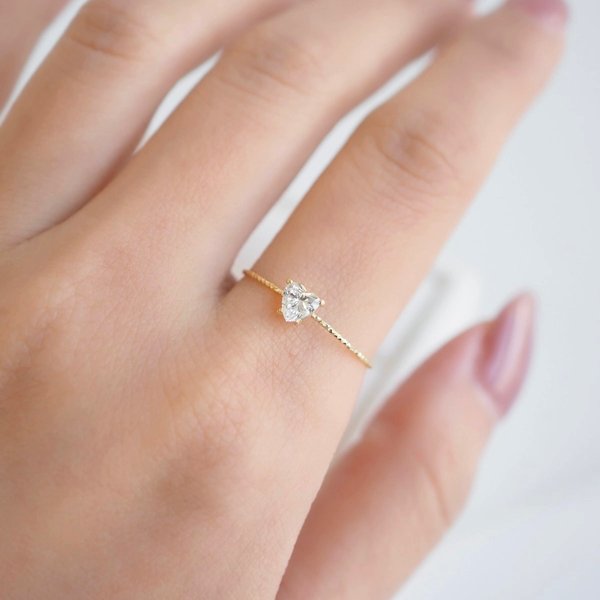 14KYG Lab Grown Diamond Ring - Heart